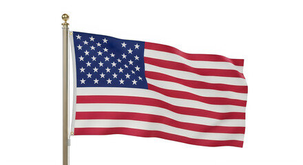 Obraz premium American USA flag waving in wind isolated on transparent background