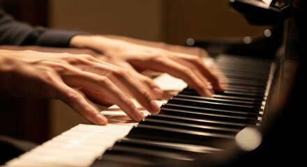 Fototapeta premium Hands of a Pianist Playing a Beautiful Melody.