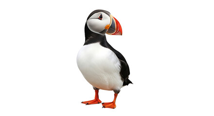 Fototapeta premium A puffin standing on its orange feet