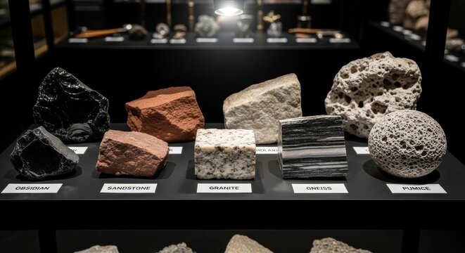 Diverse Rock Samples Displayed in Geological Collection