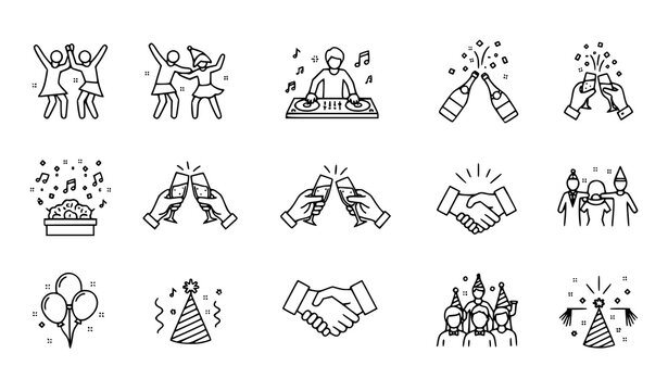 Party activities congrats icon set celebration vector