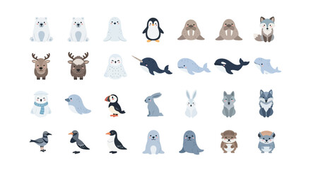 Cute Arctic and Polar Animal Collection - Adorable Cartoon Characters © Doni