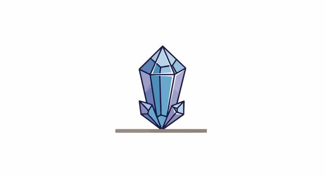 Stylized blue crystal formation with distinct facets and outline