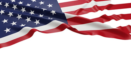 Fototapeta premium American flag waving in the wind isolated on transparent background