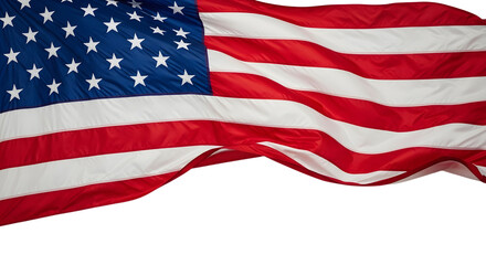 Fototapeta premium Waving american flag isolated on transparent background
