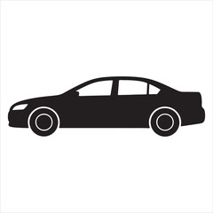 Fototapeta premium A black silhouette of a car on a white background