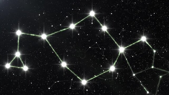 "Ursa Major constellation outlined by glowing stars against dark sky, symbolizing navigation, mythology, and the timeless beauty of celestial patterns."