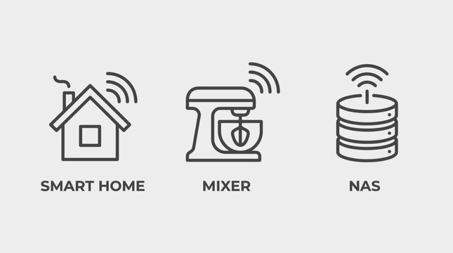Smart home icons with mixer and nas Vector