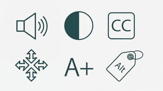 Web Accessibility Icons Set for Inclusive Design and Disability Support Vector