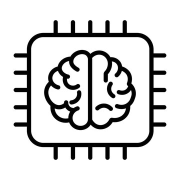 AI Chip Icon &ndash; Neural Processor Technology Line Icon