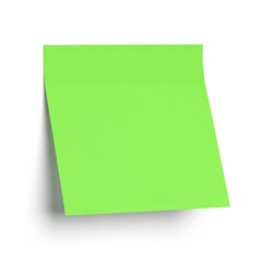 Fototapeta premium A single bright neon green sticky note floating against a pure white background for office use