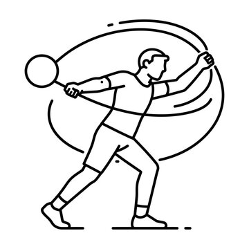 Vector of a man performing a dynamic hammer throw in a sport event