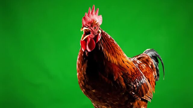 Chicken Moving in Front of Green Screen