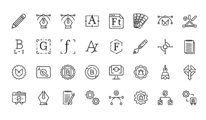 Graphic design creative process outline icon set vector © Suchana