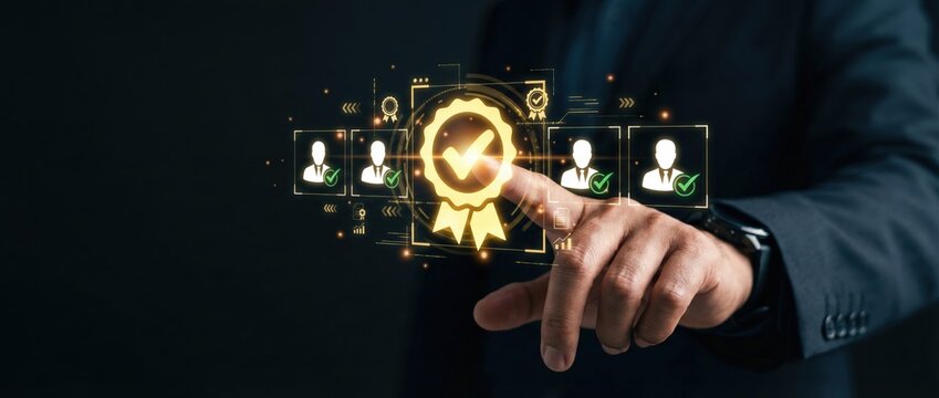 Digital certification process business environment graphic design content professionalism data security online verification