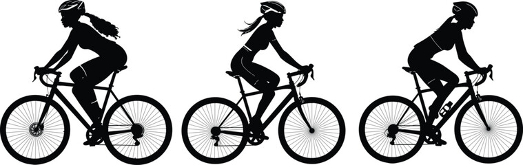 Fototapeta premium girls ride bicycle Silhouette