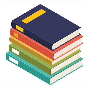 Isometric stack of five colorful books Keywords: books, stack, reading, knowledge, learning