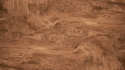 Fototapeta premium Burl wood closeup texture background with swirling grain and knots for banner and wallpaper design, warm brown burl surface pattern for luxury interior and product surfaces