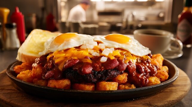 St. Louis Slinger with Fried Eggs & Hash Browns