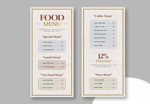 Food Menu Template Design Layout