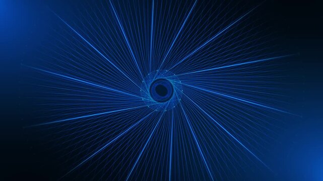 cyber futuristic speed tunnel. Sci-fi purple wormhole. Abstract 3D wireframe portal with connections lines dots. Data flow. Technology grid funnel. evokes themes of futuristic technology innovation.