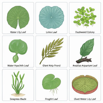 Variety of Aquatic Plant Leaves