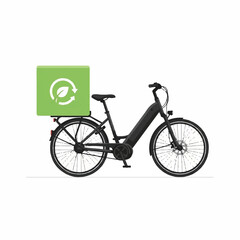 Obraz premium Eco friendly delivery bicycle with green box on back for packages