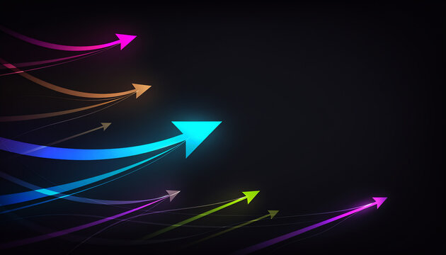 Leading growth competition with rising colorful arrows