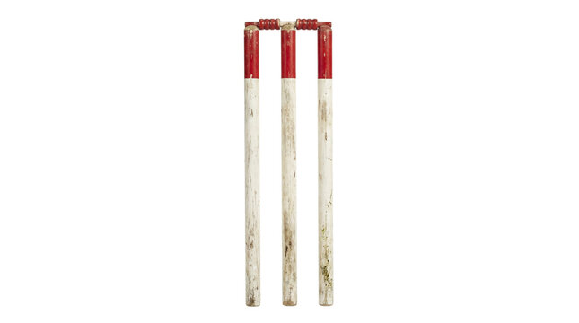 full length cricket (sports) stumps on png BG.