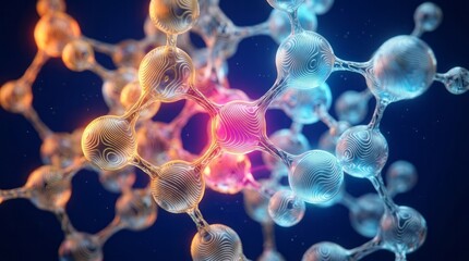 Obraz premium Abstract Molecular Structure Molecule Molecular Structure Science Chemistry Biology Digital Art 3D Rendering. Concept featuring molecule, molecular structure, science, chemistry, biology for profes...