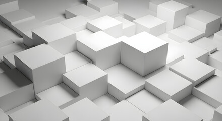 Fototapeta premium Abstract background with white 3d cubes of varying heights