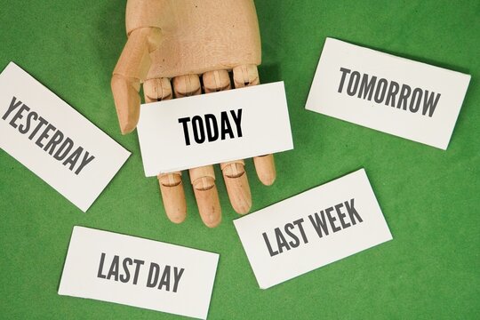 Paper with today's and previous day's word choices. the decisions, actions, and habits you choose today directly create, shape, and determine the quality of your life tomorrow