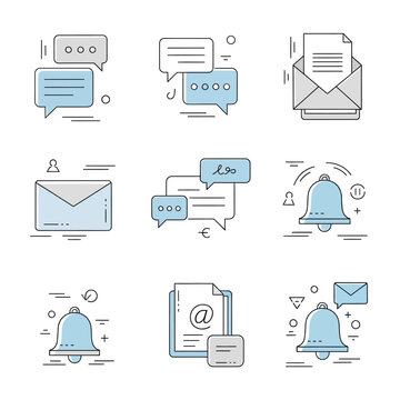 Collection of Communication and Notification Icons.