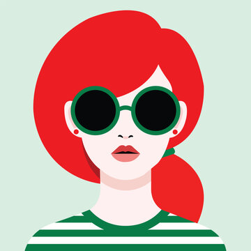 Stylish woman with red hair and sunglasses a modern portrait of cool confidence