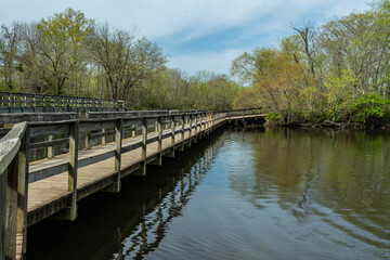 Fototapeta premium A picturesque historic park stretching along an old canal in New Jersey.