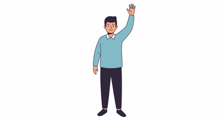Man Waving Hand Greeting Friendly Gesture. © Rabet