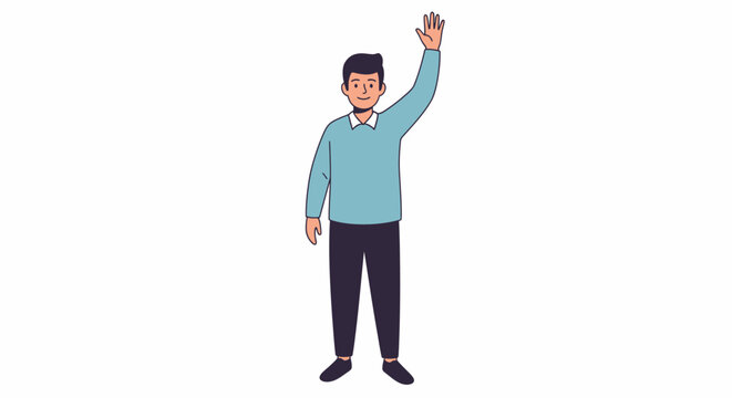 Man Waving Hand Greeting Friendly Gesture.