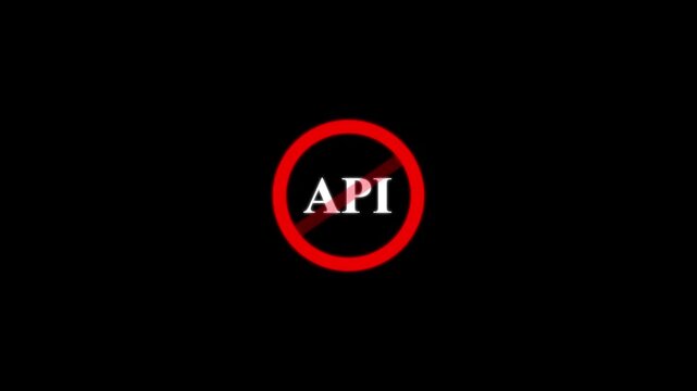 No api access forbidden sign symbol, red prohibited circle for software development and cybersecurity concepts