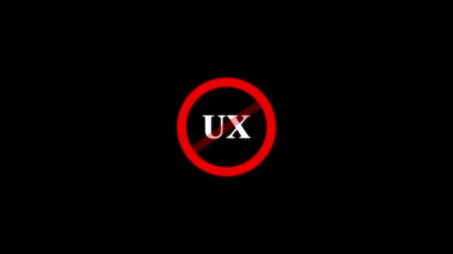 Ux warning sign, prohibited user experience concept, digital interface usability error symbol animation