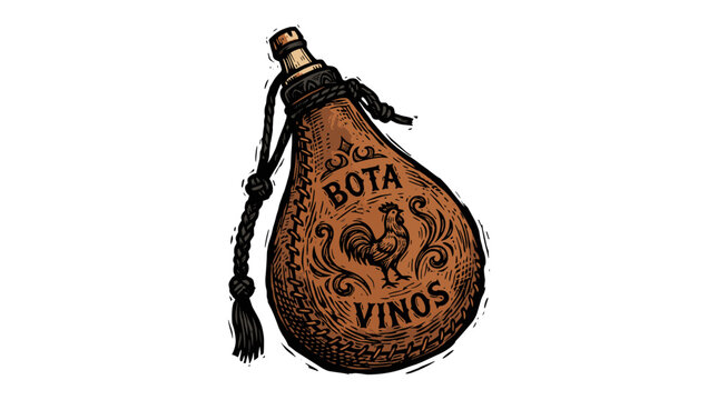Vector Pinocut A traditionally crafted wine Bota bag.