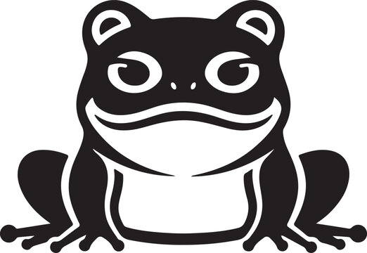 Black and white cartoon frog sitting