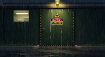 Obraz premium Rainy Industrial Biohazard Danger Door