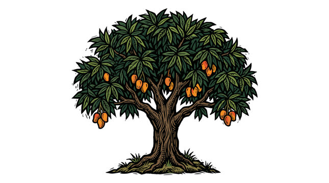 Vector Pinocut Mango Tree in Illustration Style