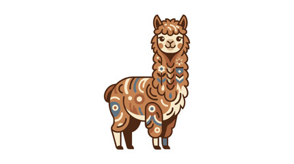 Fototapeta premium Vector Pinocut Cute illustrated alpaca on white background.