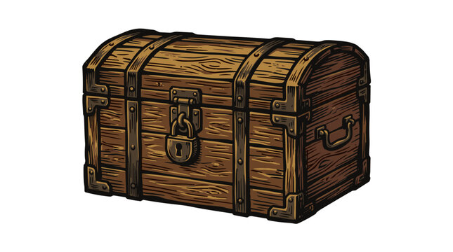 Vector Pinocut A detailed illustration of an old wooden treasure chest. 