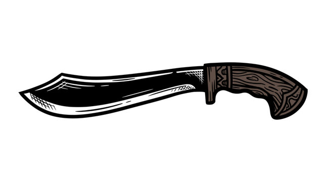 Vector Pinocut A meticulously crafted machete with a dark, gleaming blade.