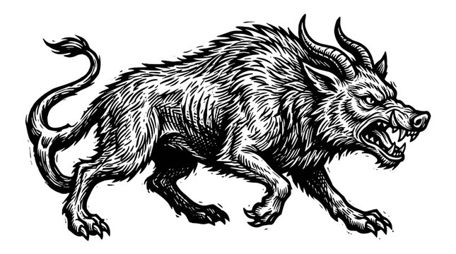Vector Pinocut A fierce illustration of a mythological creature, exuding power and intimidation.