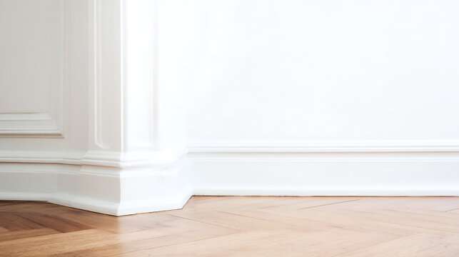 White wall corner with wooden floor for engaging brand promotion and marketing