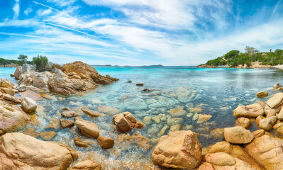 Naklejka premium Unbelivable view of Capriccioli beach in Costa Smeralda.