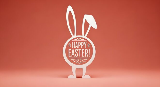 Neon easter bunny sign with 'happy easter' message